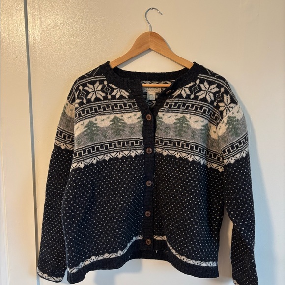 Women's Wool Navy Blue Patterned Sweater - Picture 1 of 4